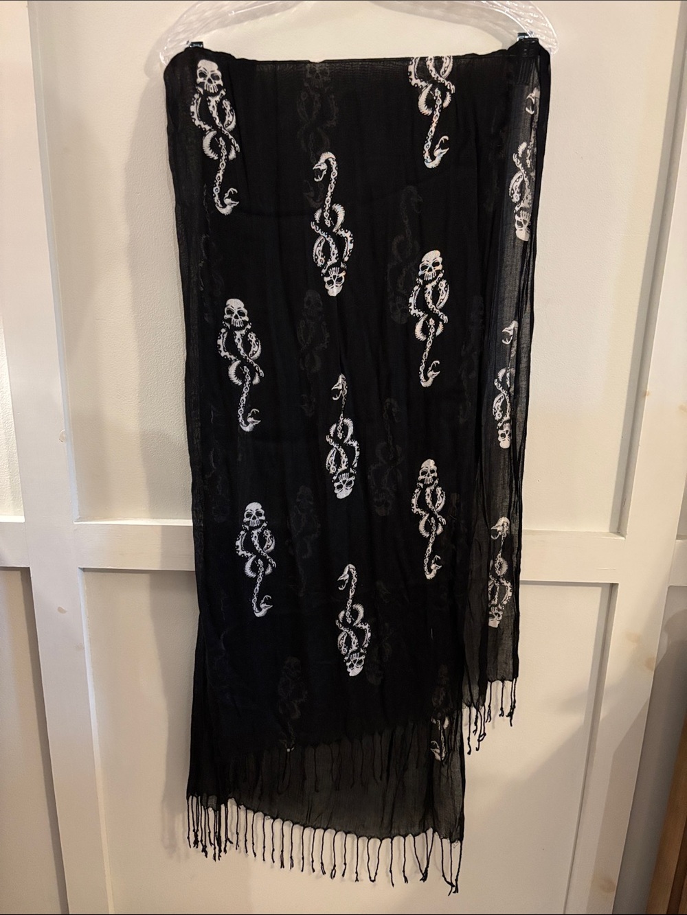 Warner Bros. Black Scarf with White Skull & Snake Motif